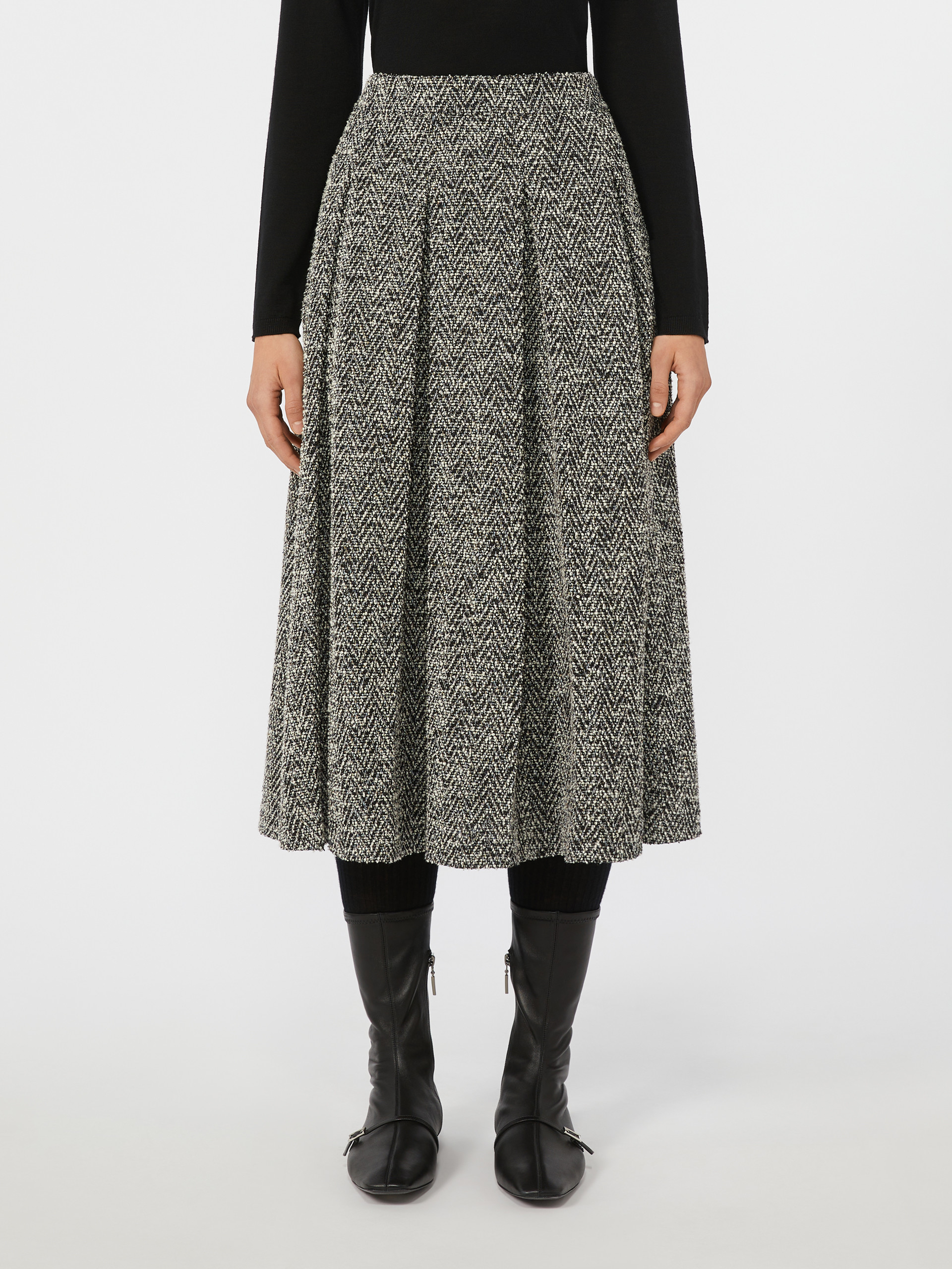 [ガッロ] コットン ウール ブークレ ジャージー スカート - BLACK - Max Mara - 2