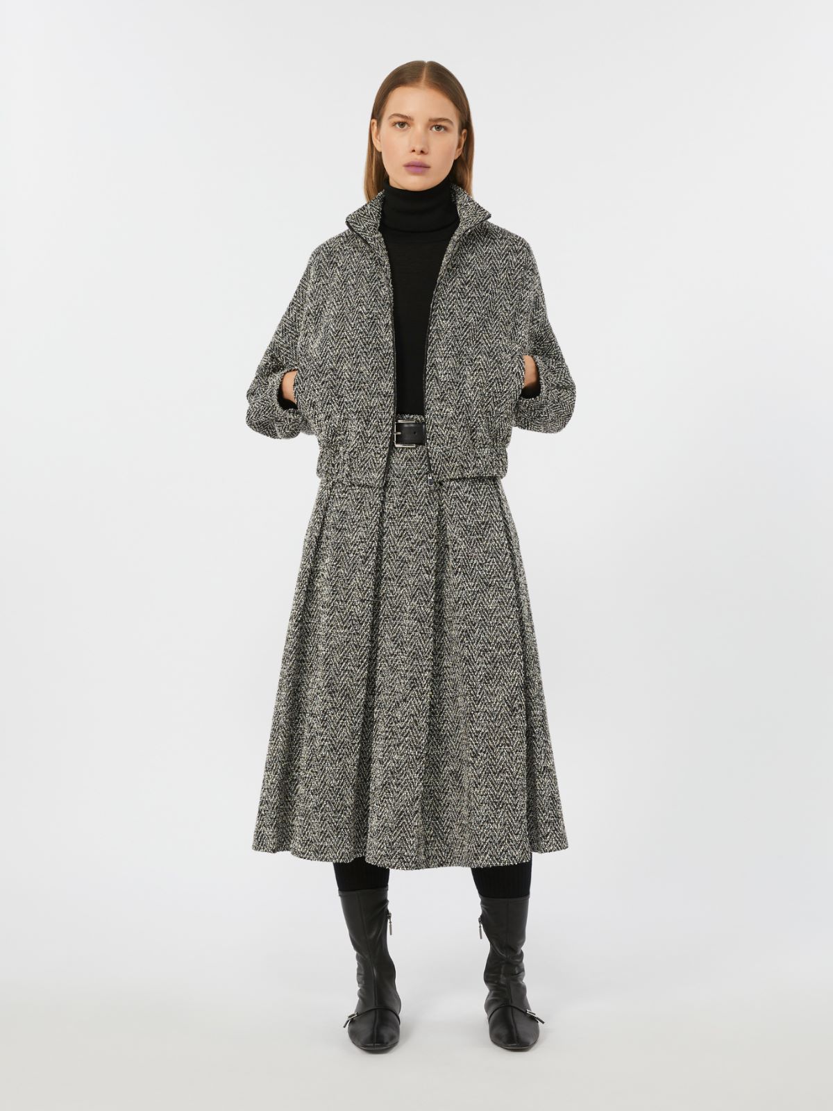 [ガッロ] コットン ウール ブークレ ジャージー スカート + BLACK - Max Mara
