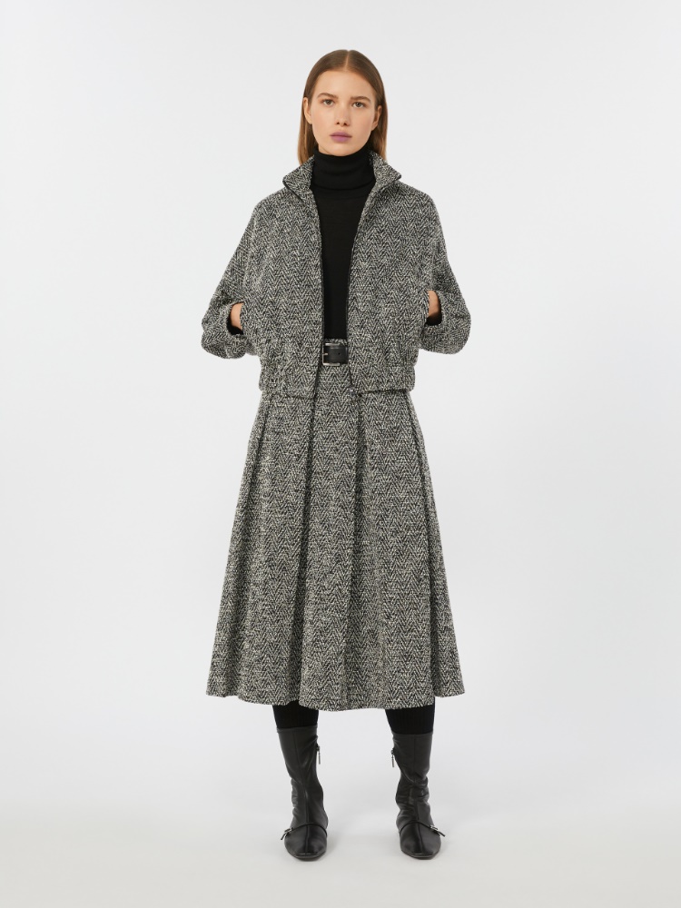 [ガッロ] コットン ウール ブークレ ジャージー スカート - BLACK - Max Mara
