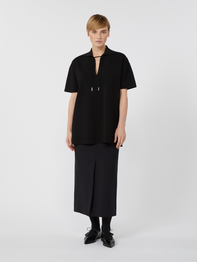 Technical jersey pencil skirt - BLACK - Max Mara