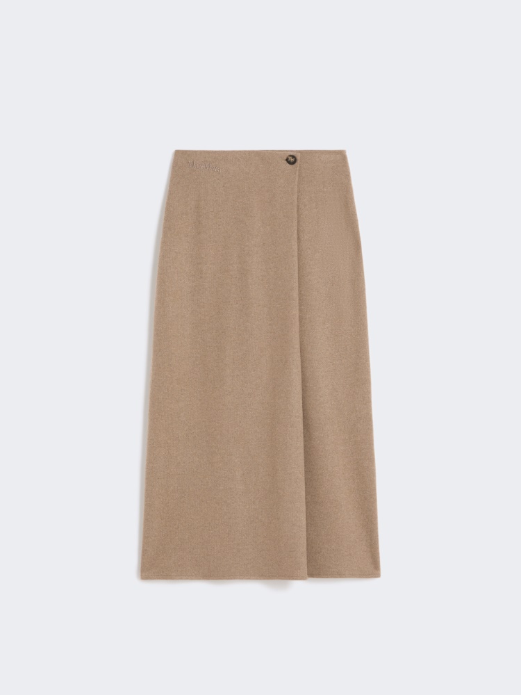Stretch cashmere flannel skirt - HAZELNUT BROWN - Max Mara