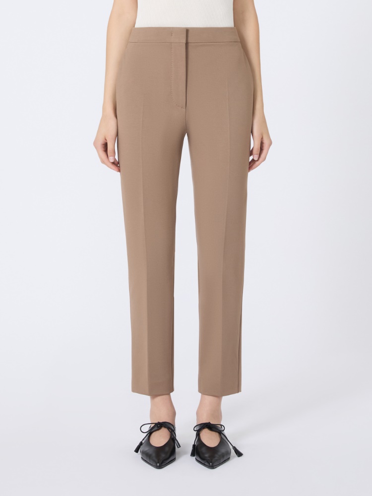 Viscose jersey trousers, hazelnut brown | 