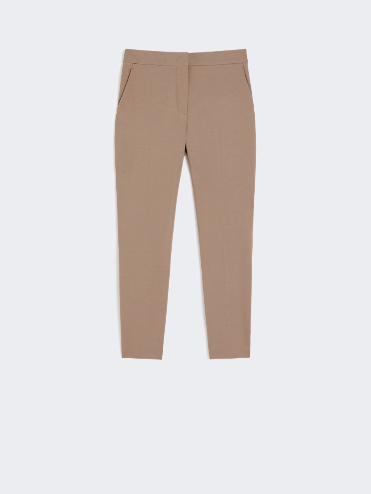 Viscose jersey trousers, hazelnut brown | 