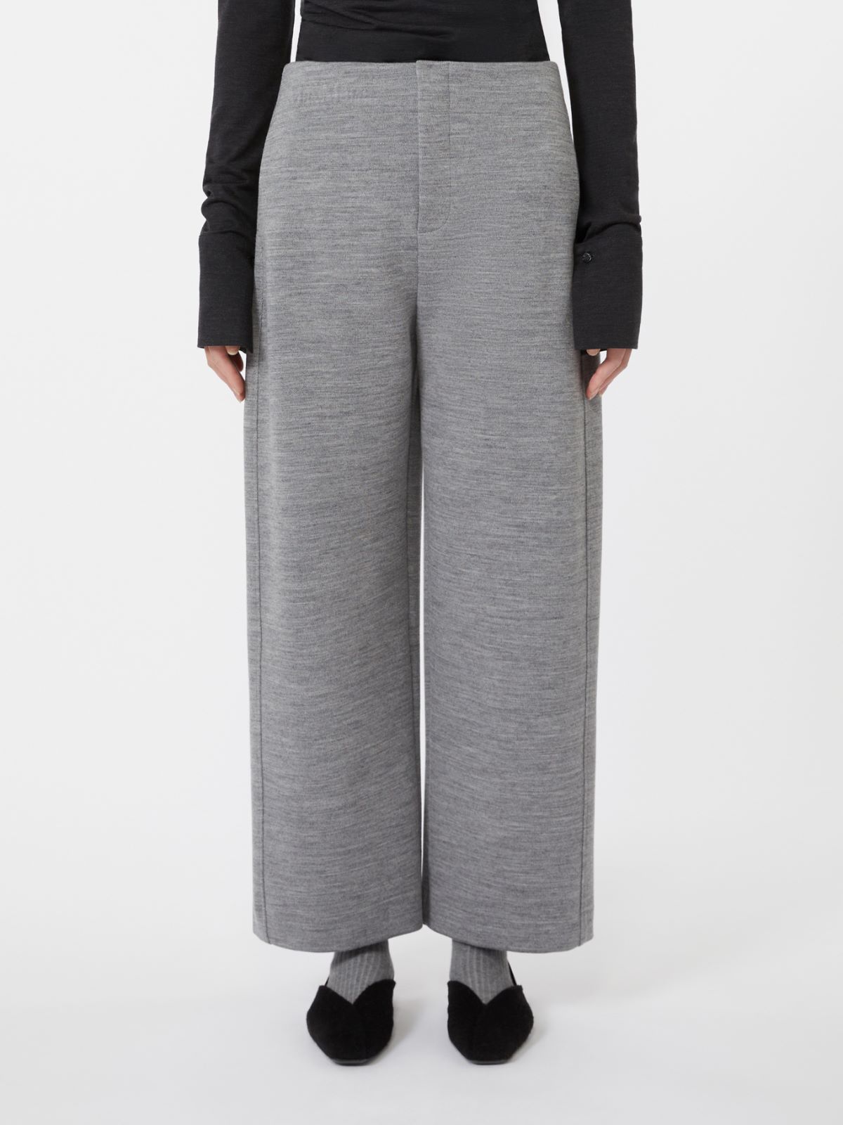 Double-faced wool and cotton trousers - LIGHT GREY - Max Mara - 2