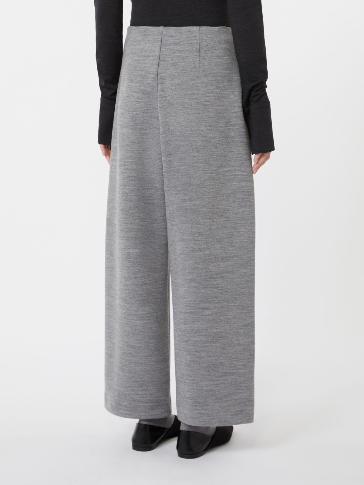 Double-faced wool and cotton trousers - LIGHT GREY - Max Mara - 3