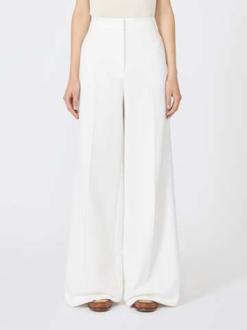 VIP【関税送料無料】希少 MAX MARA WHITE VINCITA PANTS Max Mara LEISURE Chiffon VINCITA Palazzo Pants with Elastic