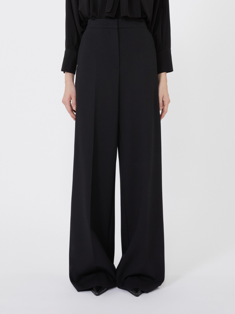 【関税&送料込み】Max Mara Wide-Leg Trousers In Compact Ca Compact jersey trousers, black |