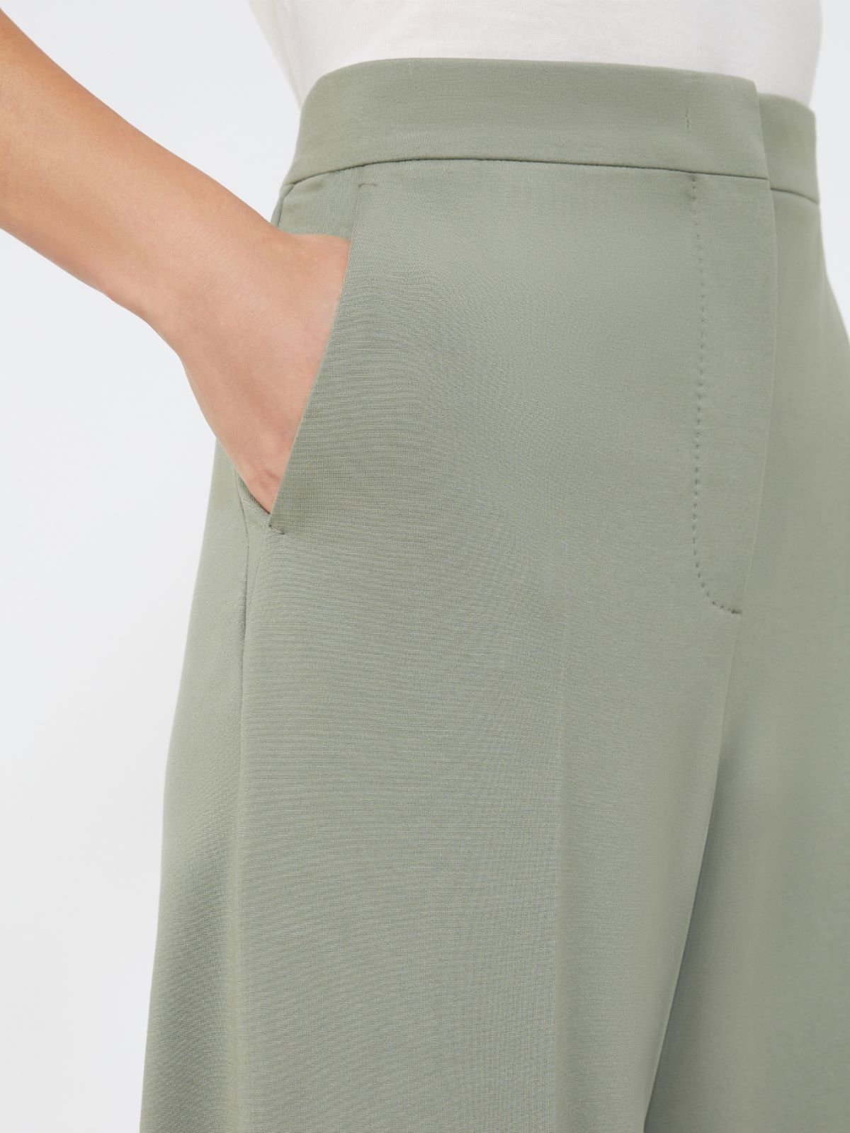 Compact jersey trousers - SAGE GREEN - Max Mara - 4