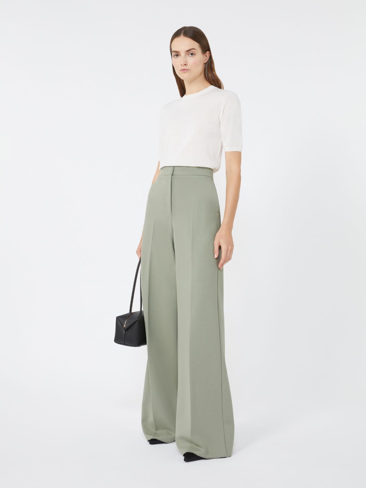 Compact jersey trousers - SAGE GREEN - Max Mara