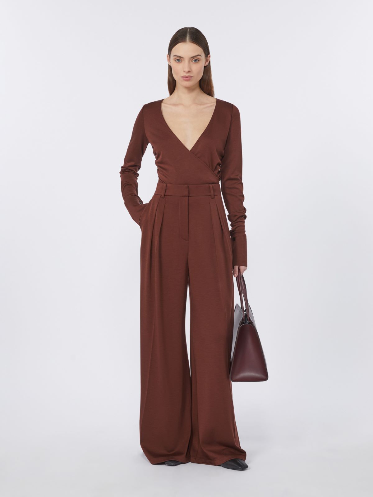 Wool jersey trousers - CHERRY - Max Mara