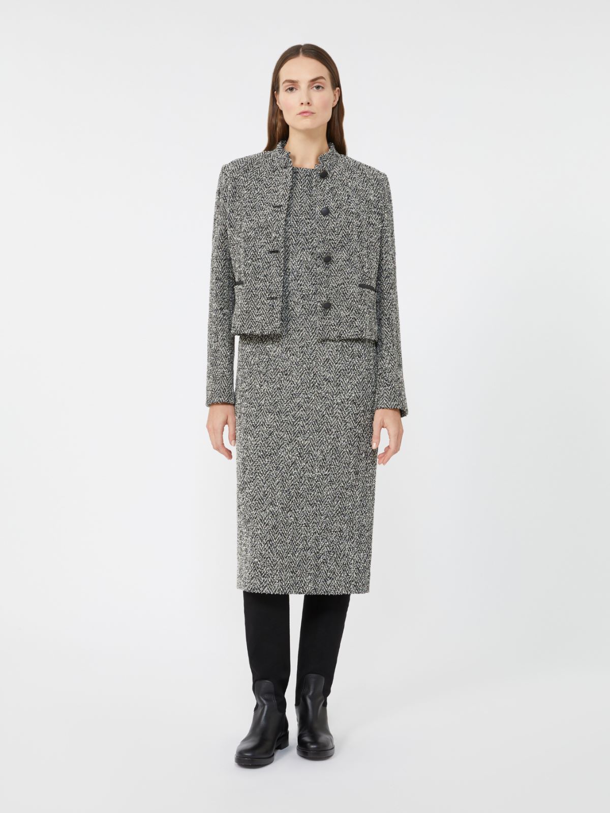 Bouclé jersey cropped jacket - BLACK - Max Mara