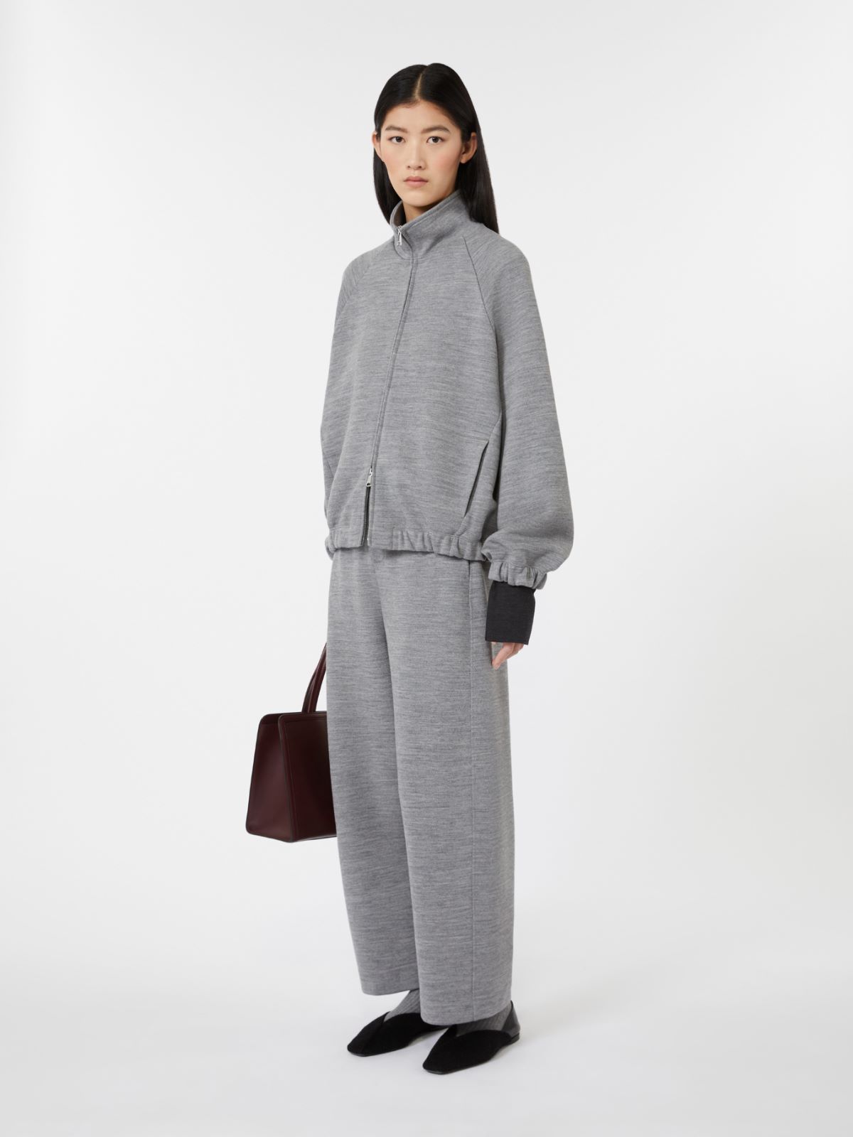 Sweatshirt in double-faced wool and cotton jersey - LIGHT GREY - Max Mara
