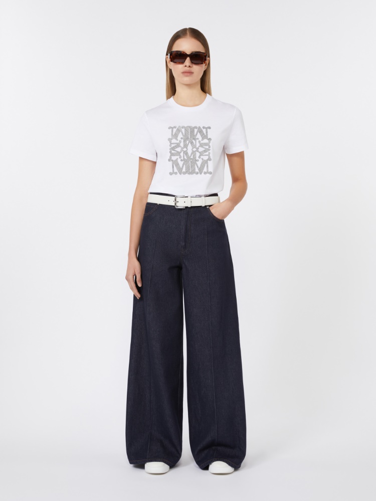 Embroidered cotton T-shirt - WHITE - Max Mara