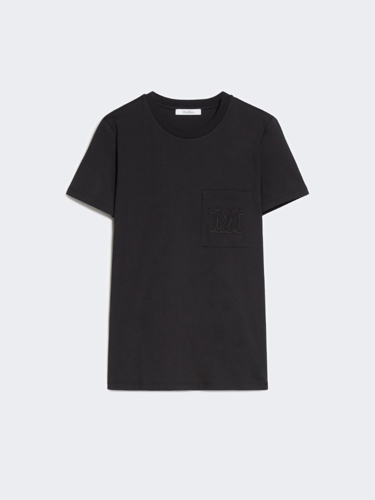 【関税&送料込】Max Mara Black Cotton Papaia T-Shirt Cotton jersey T-shirt, black | 