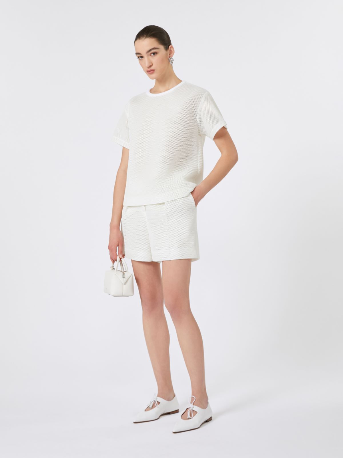 T-Shirt aus Funktionsmesh - WEISS - Max Mara