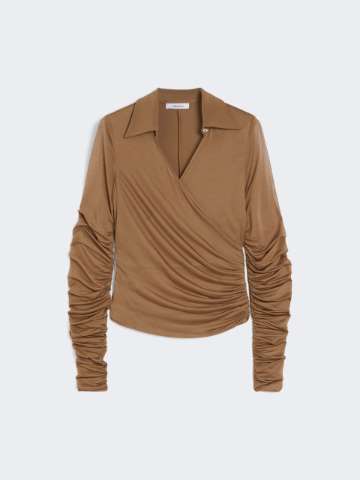 Tシャツ・カットソー Max Mara Camel stretch crepe Dover blouse Camel colored tops | Max Mara