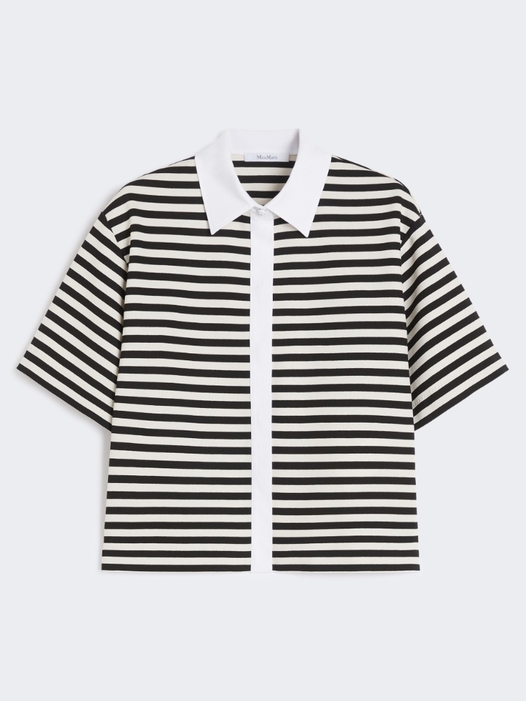MAXMARA ウィルソン ビスコース ジャージー シャツ WILSON ウィルソン] ビスコース ジャージー シャツ, white black