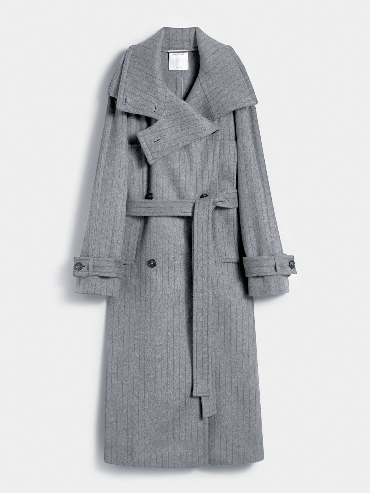 Pinstriped trench coat in pure wool - RUNWAY - MEDIUM GREY - Max Mara - 9