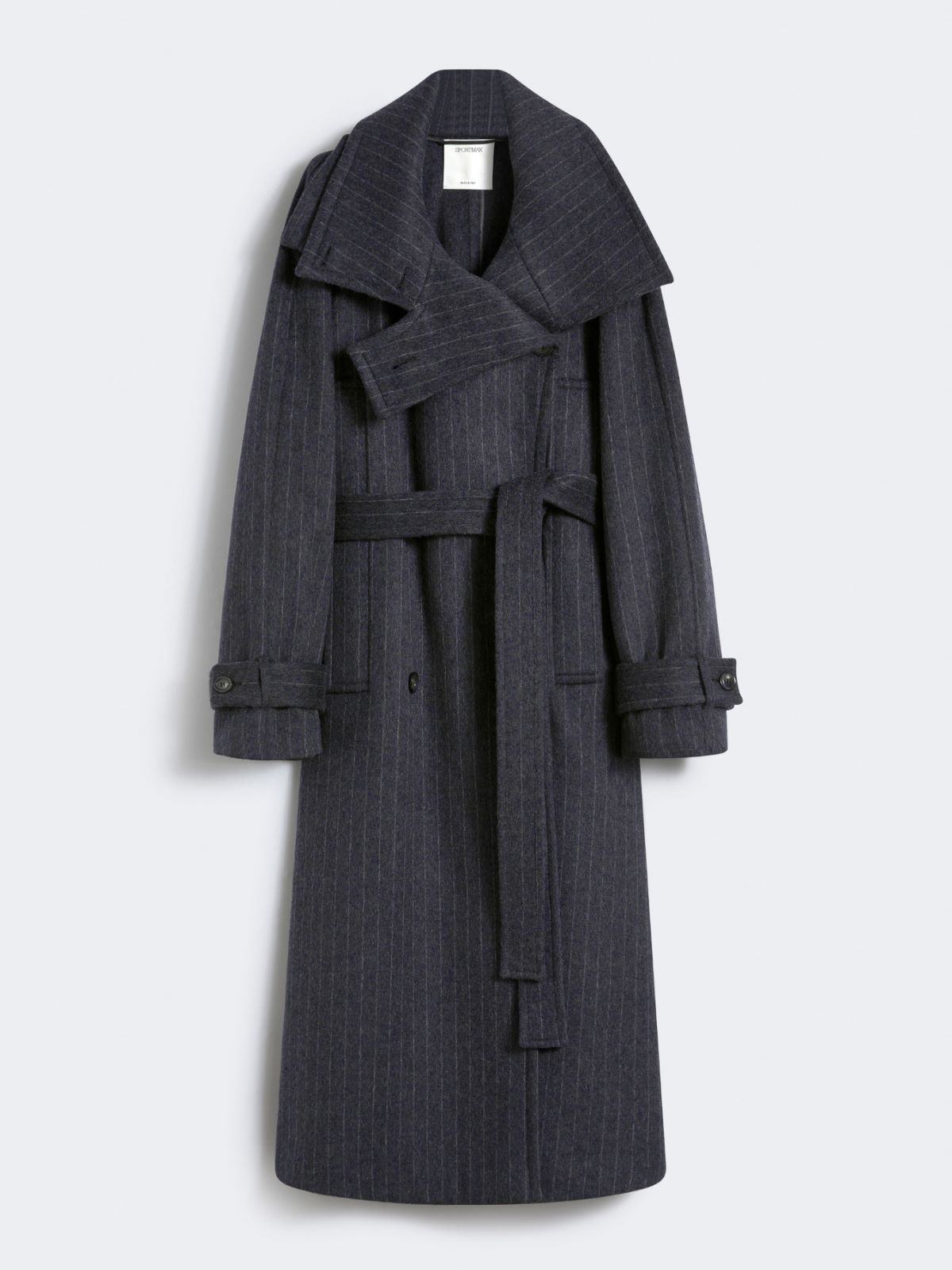 Pinstriped trench coat in pure wool - RUNWAY - DARK GREY - Max Mara - 9