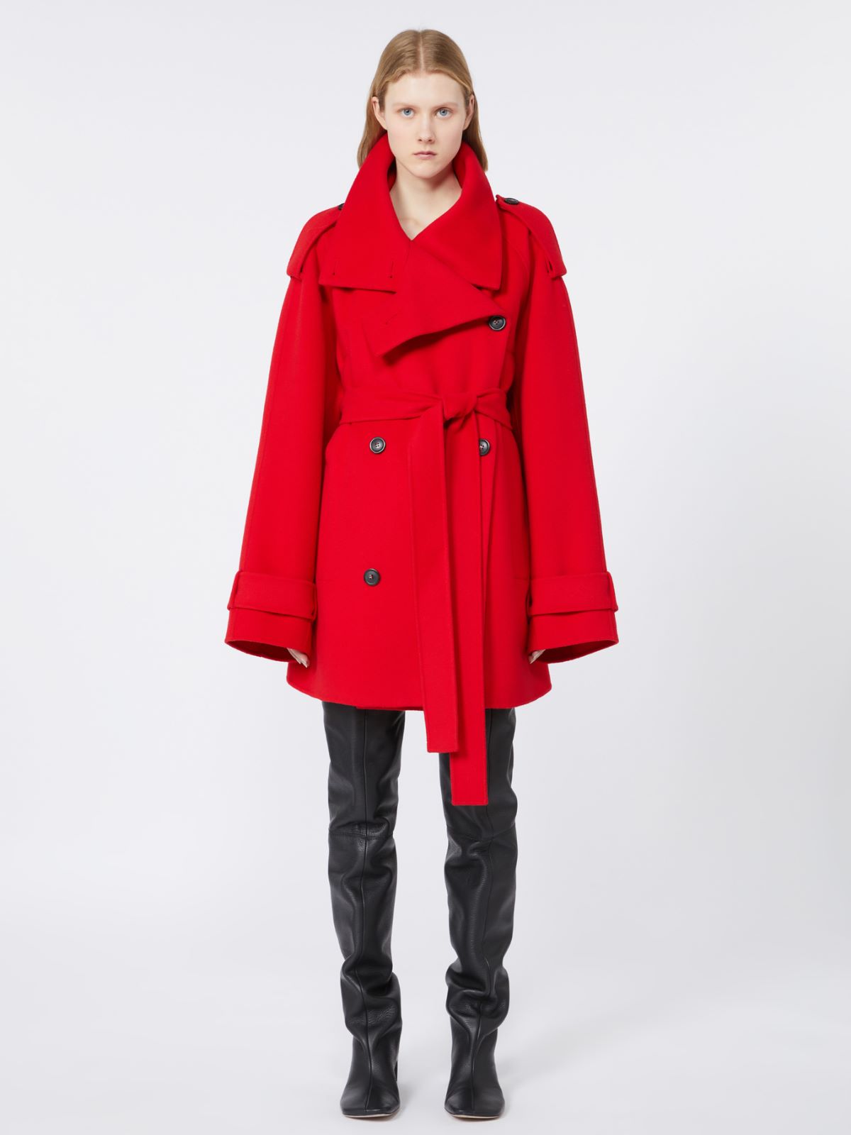 Short trench coat in wool - RUNWAY - RED - Max Mara - 2