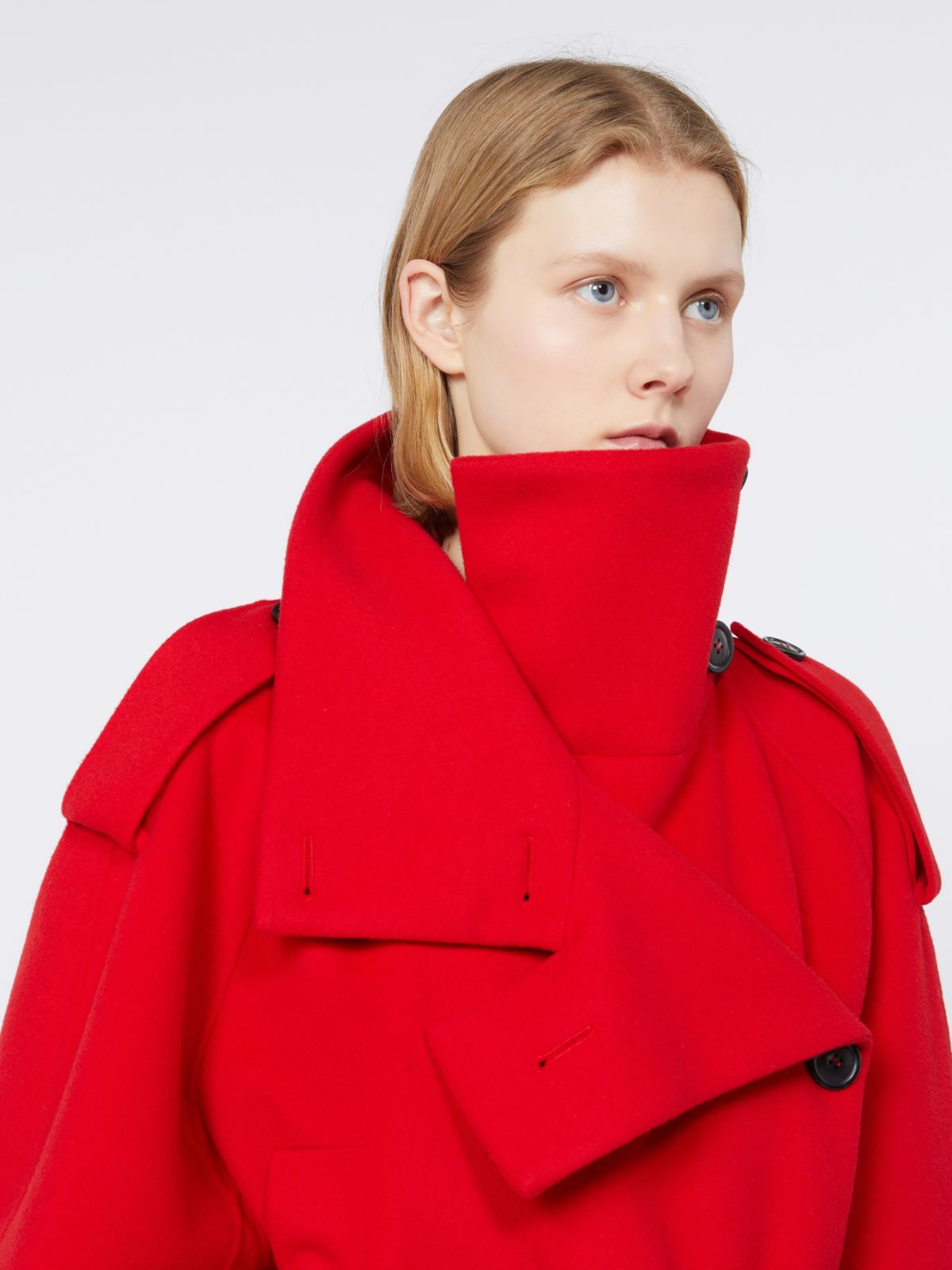 Short trench coat in wool - RUNWAY - RED - Max Mara - 4