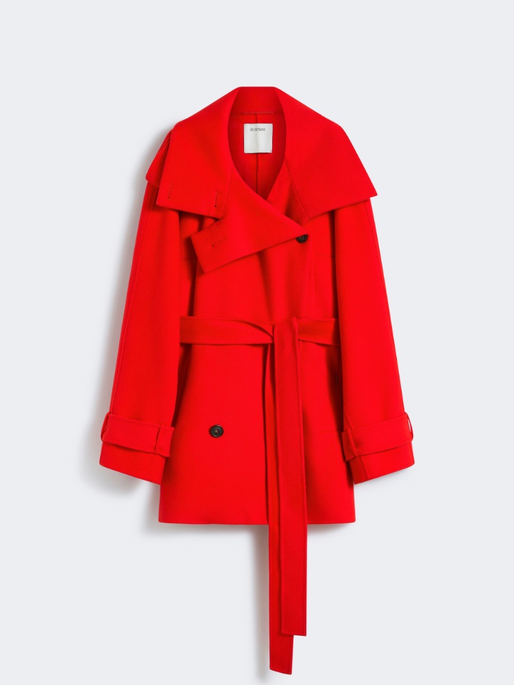 Short trench coat in wool - RUNWAY - RED - Max Mara