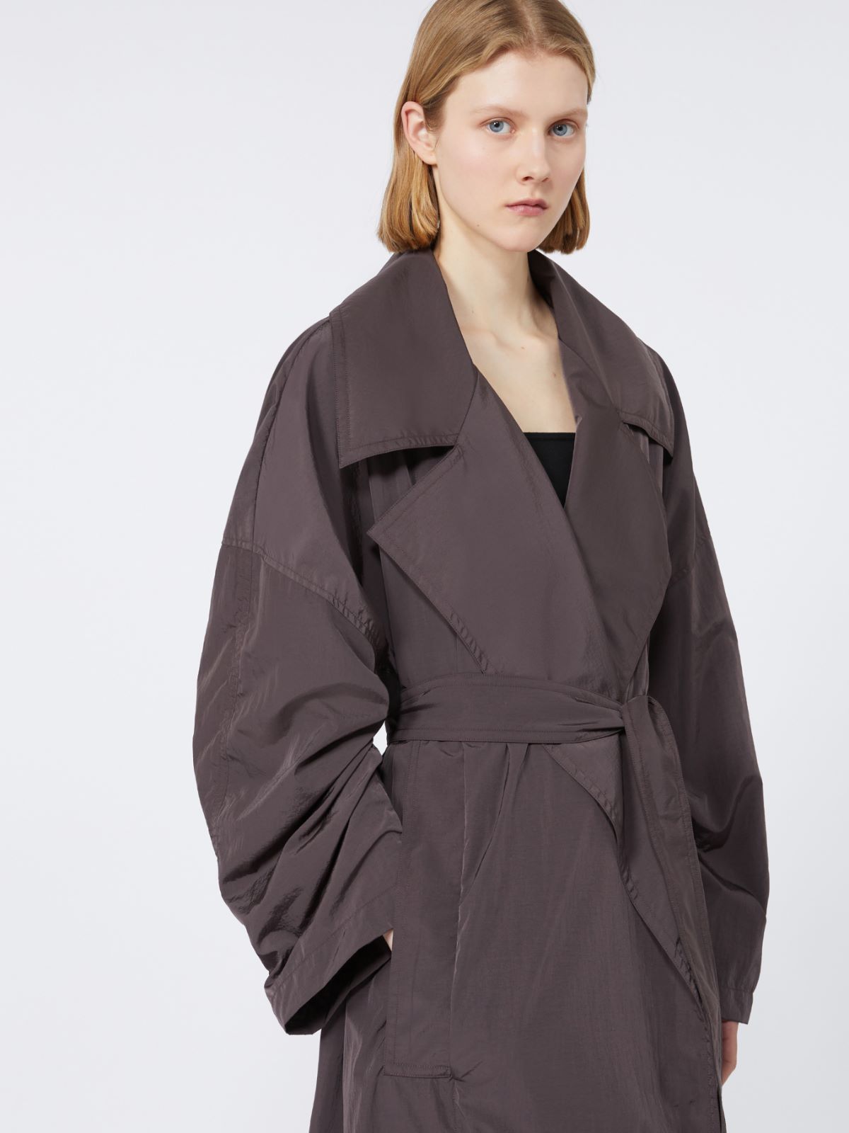 Oversized taffeta trench coat - RUNWAY - COFFEE - Max Mara - 4