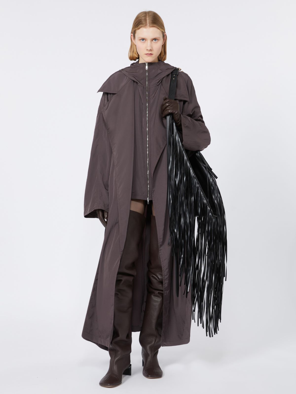 Oversized taffeta trench coat - RUNWAY - COFFEE - Max Mara