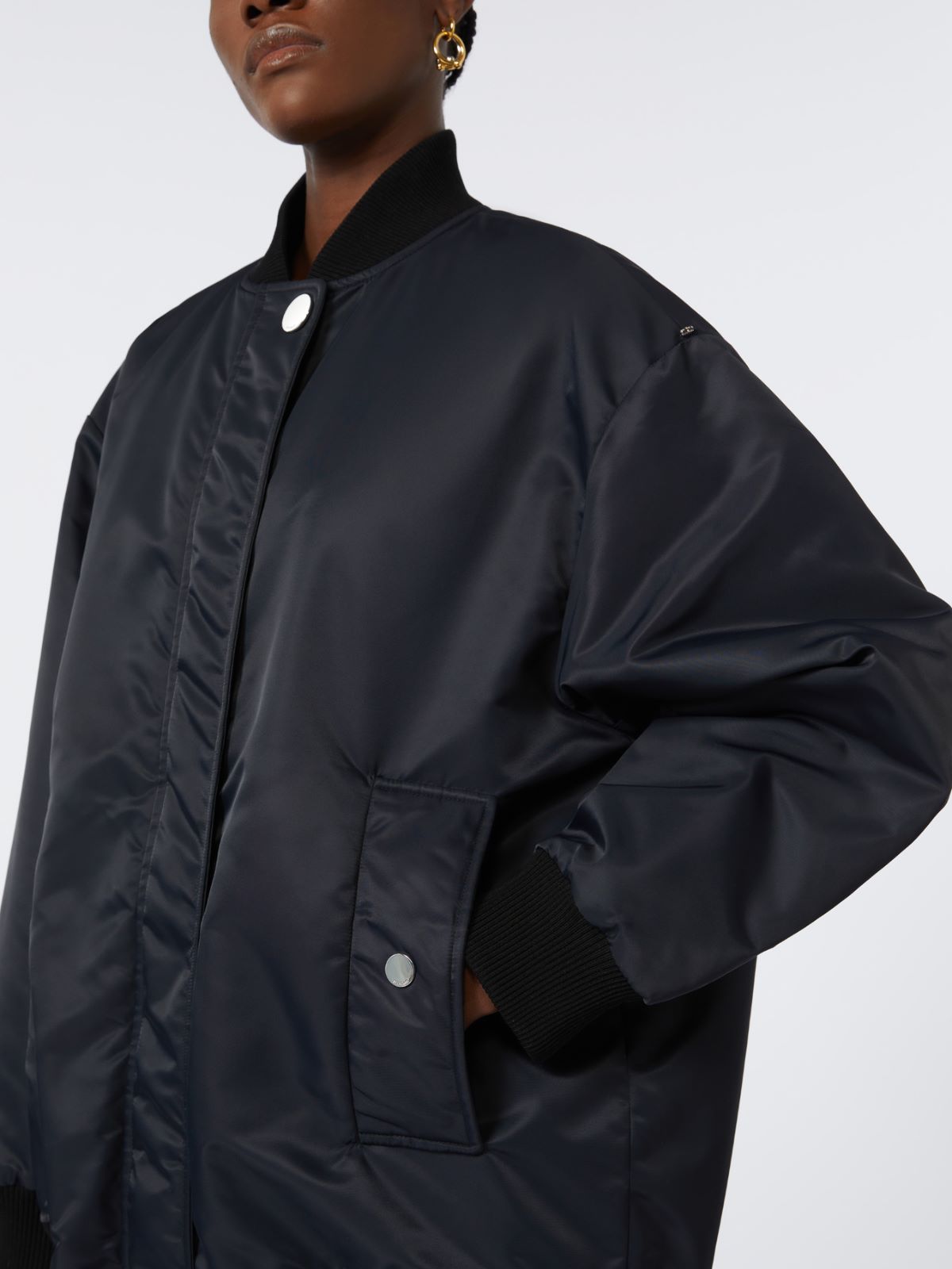Oversized twill bomber jacket - BLACK - Max Mara - 5