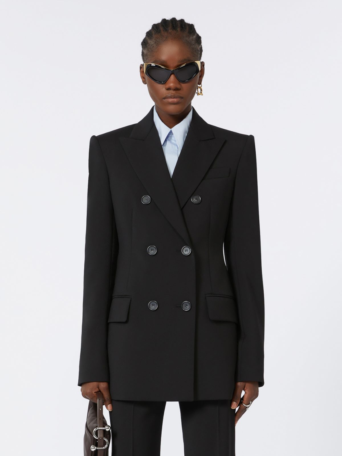 Double-breasted wool tailored blazer - BLACK - Max Mara - 5