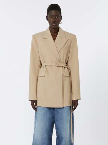 【送料&関税込】Max Mara Studio Double-breasted Blazer In En Double breasted blazers | Max Mara