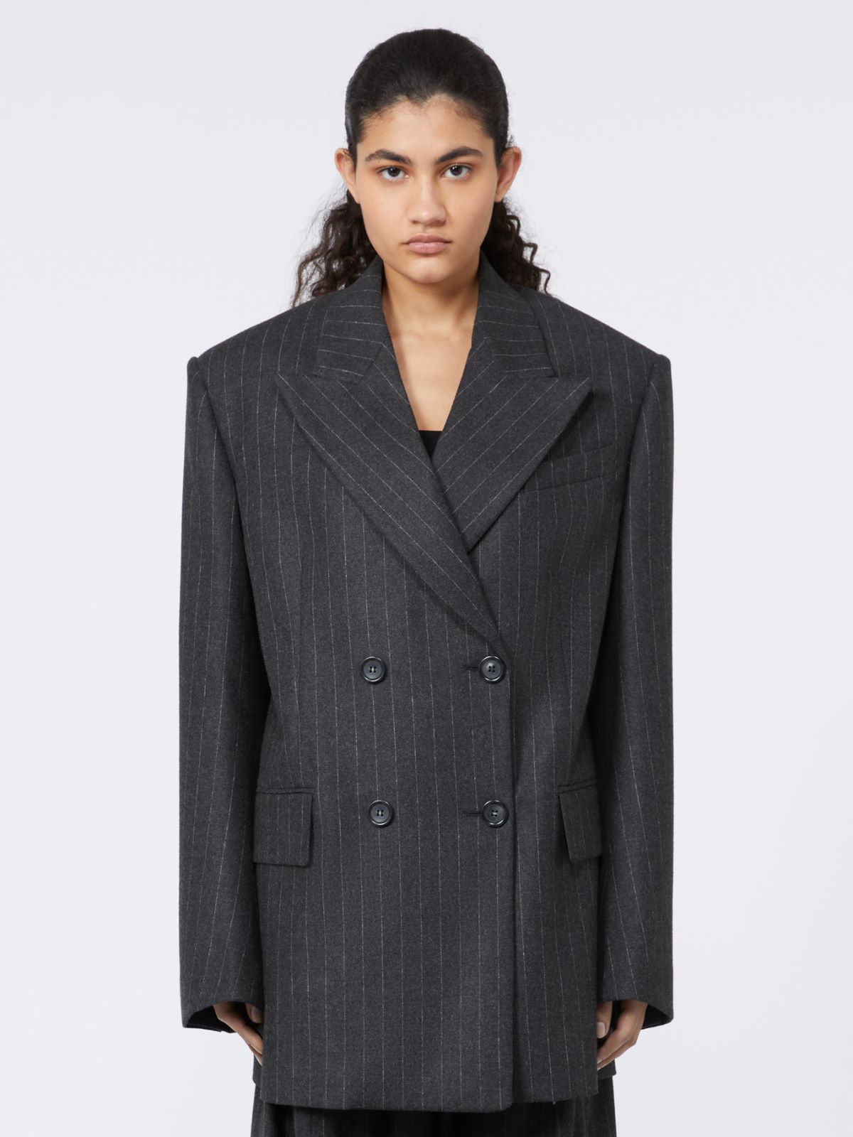 Wool and viscose oversize blazer - RUNWAY - DARK GREY - Max Mara - 2