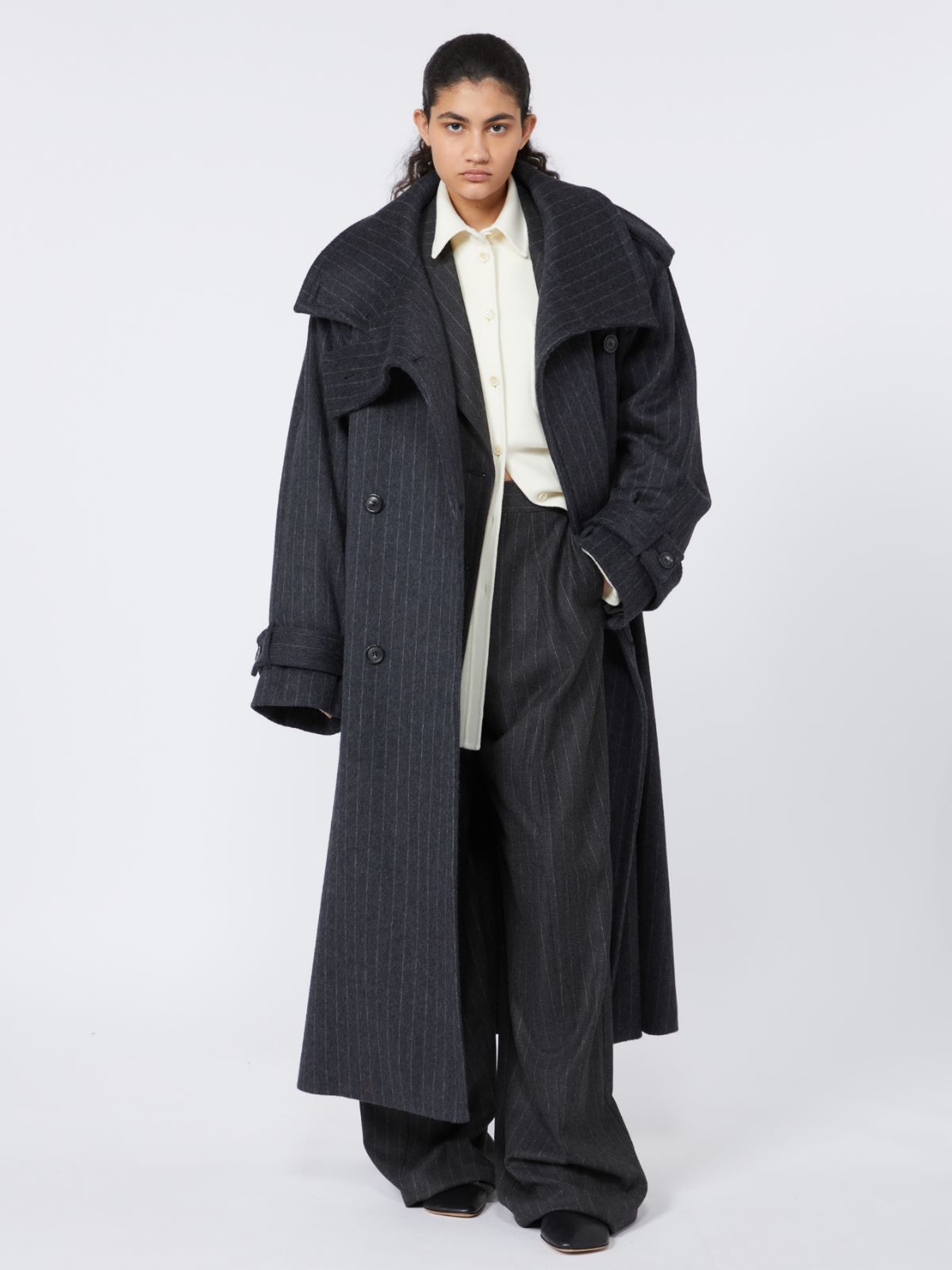 Wool and viscose oversize blazer - RUNWAY - DARK GREY - Max Mara