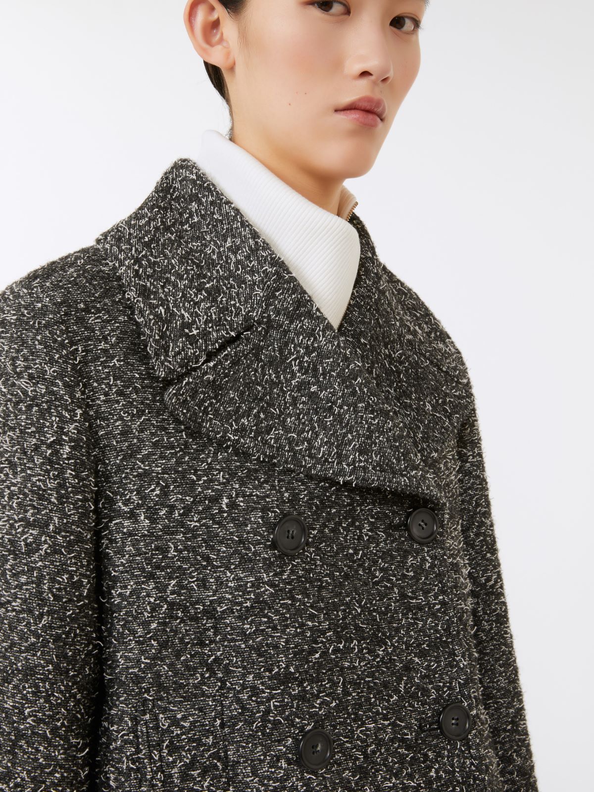 Double-breasted wool heavy jacket - BLACK - Max Mara - 4