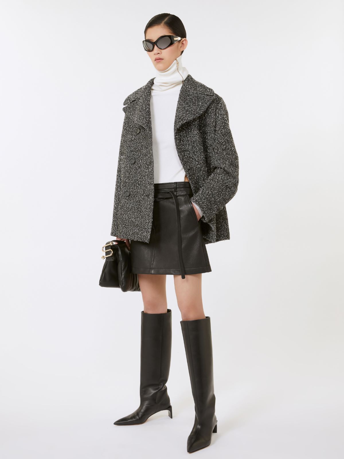 Double-breasted wool heavy jacket - BLACK - Max Mara