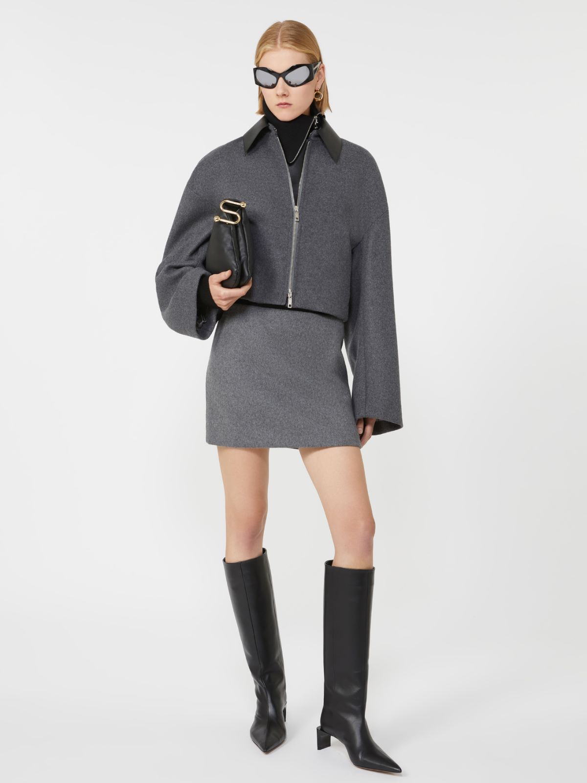 Low-rise mini skirt + DARK GREY - Max Mara