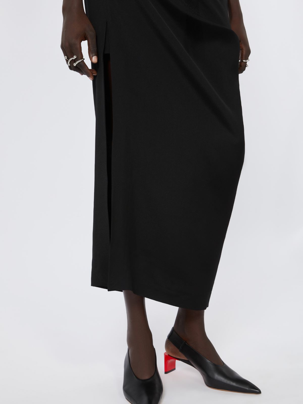 Asymmetric skirt with draping - BLACK - Max Mara - 10