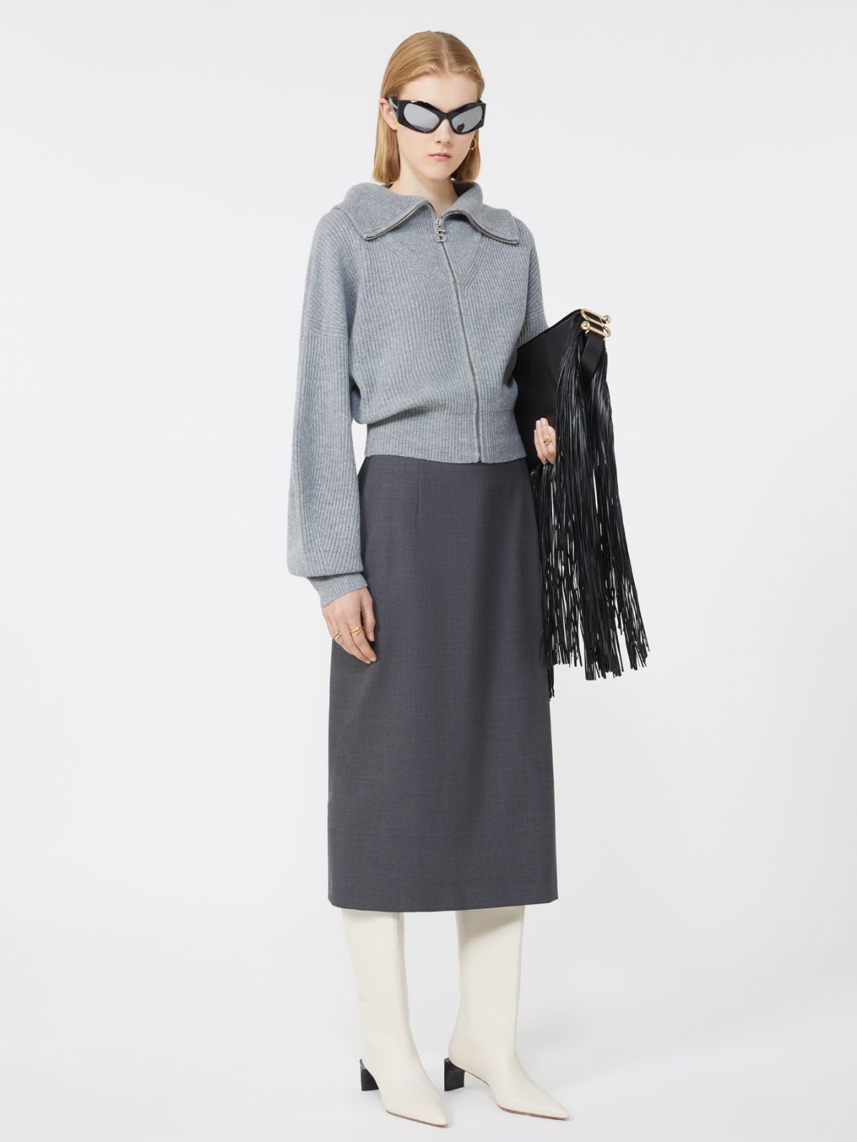 Skirt with a high-cut elasticated waist - DARK GREY - Max Mara