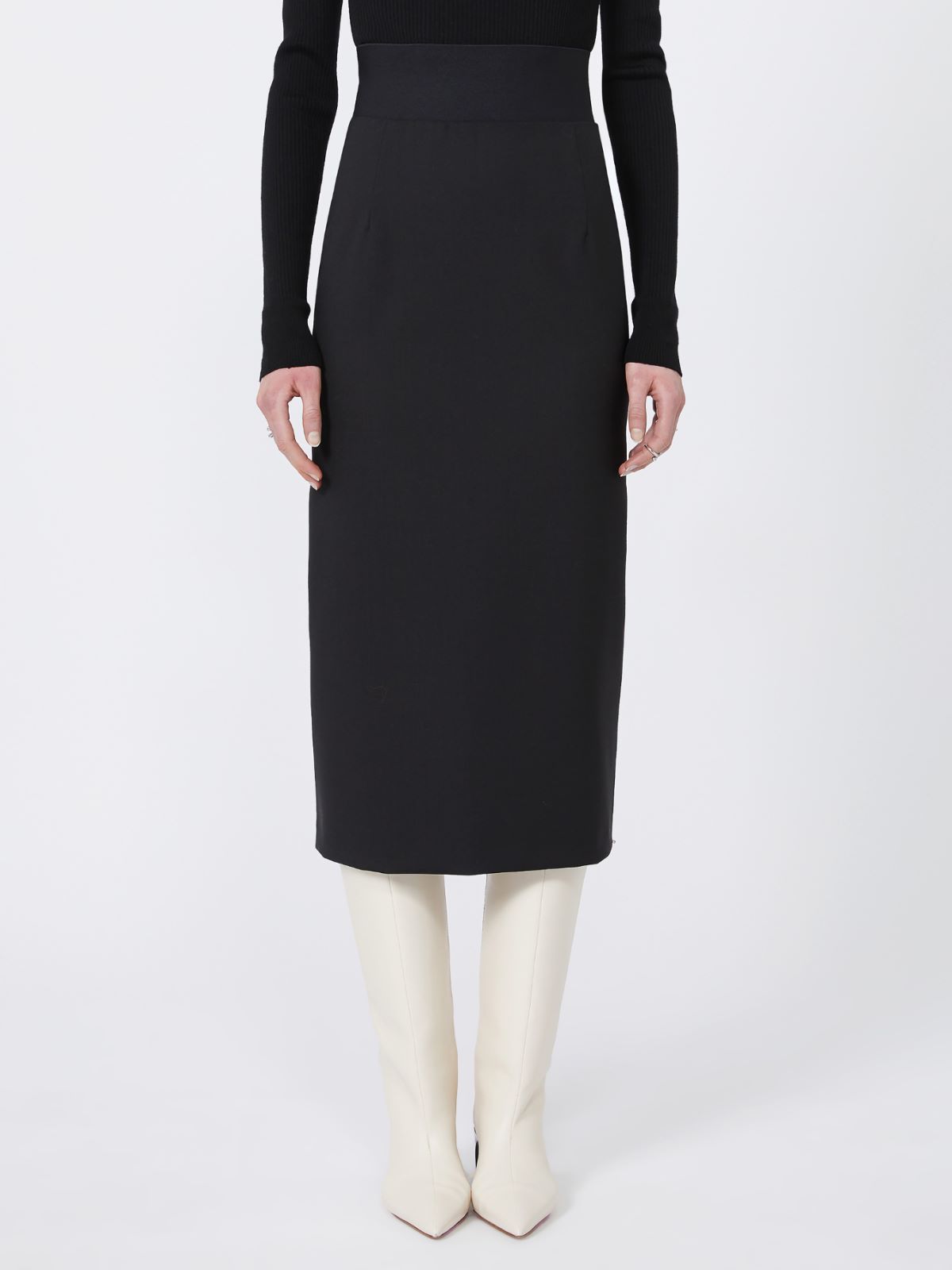 Skirt with a high-cut elasticated waist - BLACK - Max Mara - 2