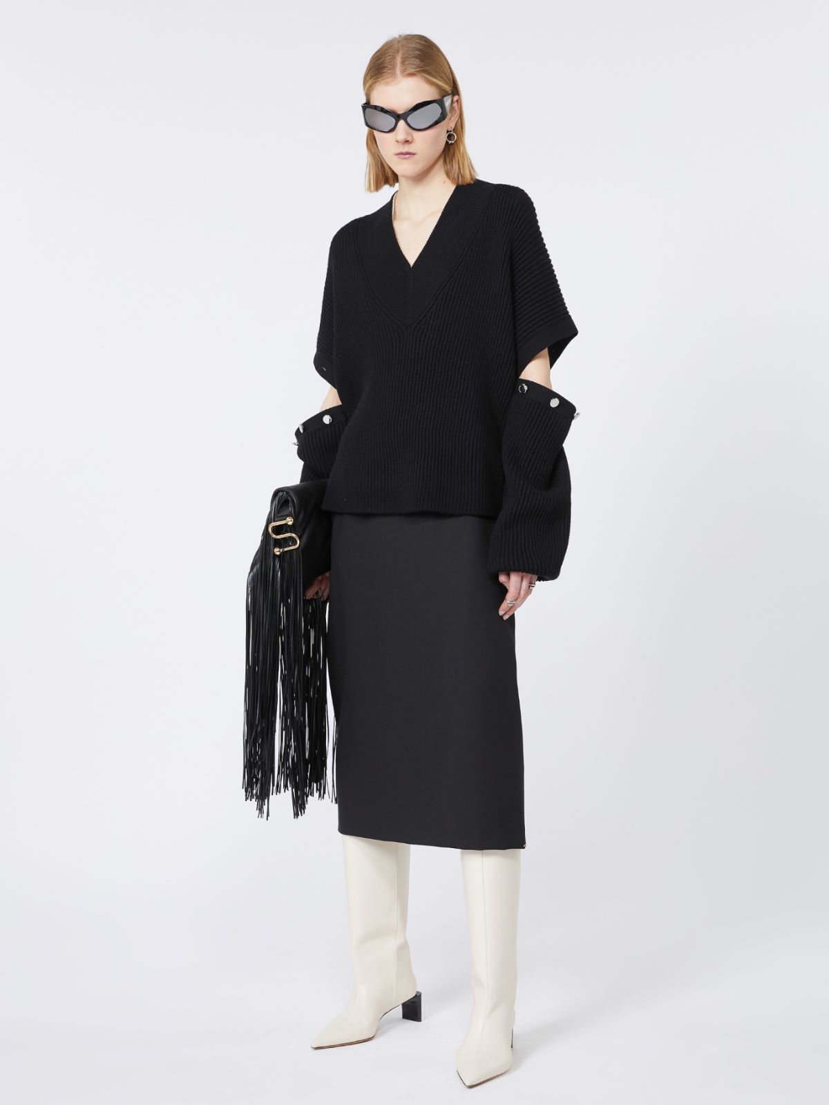 Skirt with a high-cut elasticated waist - BLACK - Max Mara