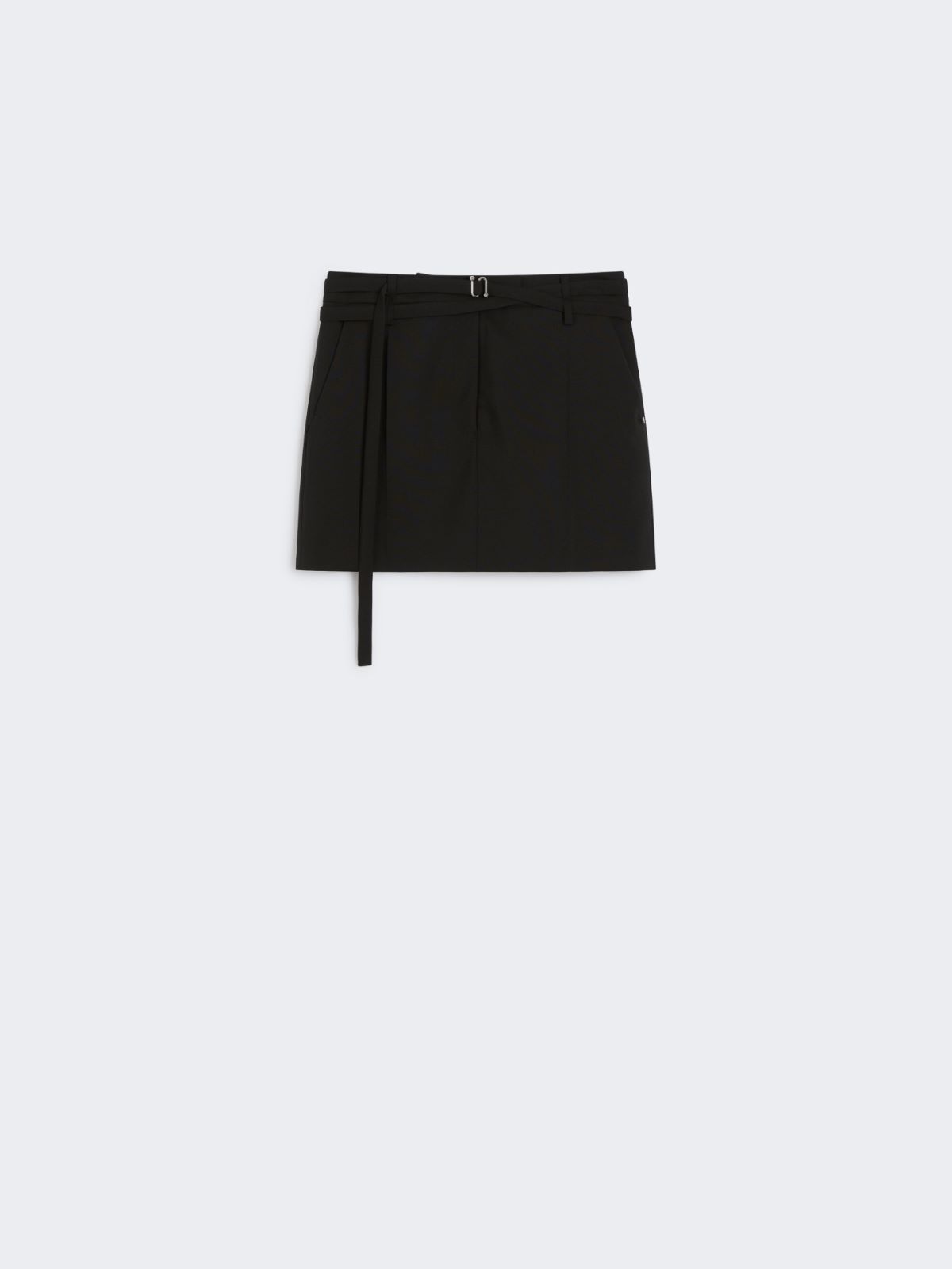 Wool Belted mini skirt - BLACK - Max Mara - 9