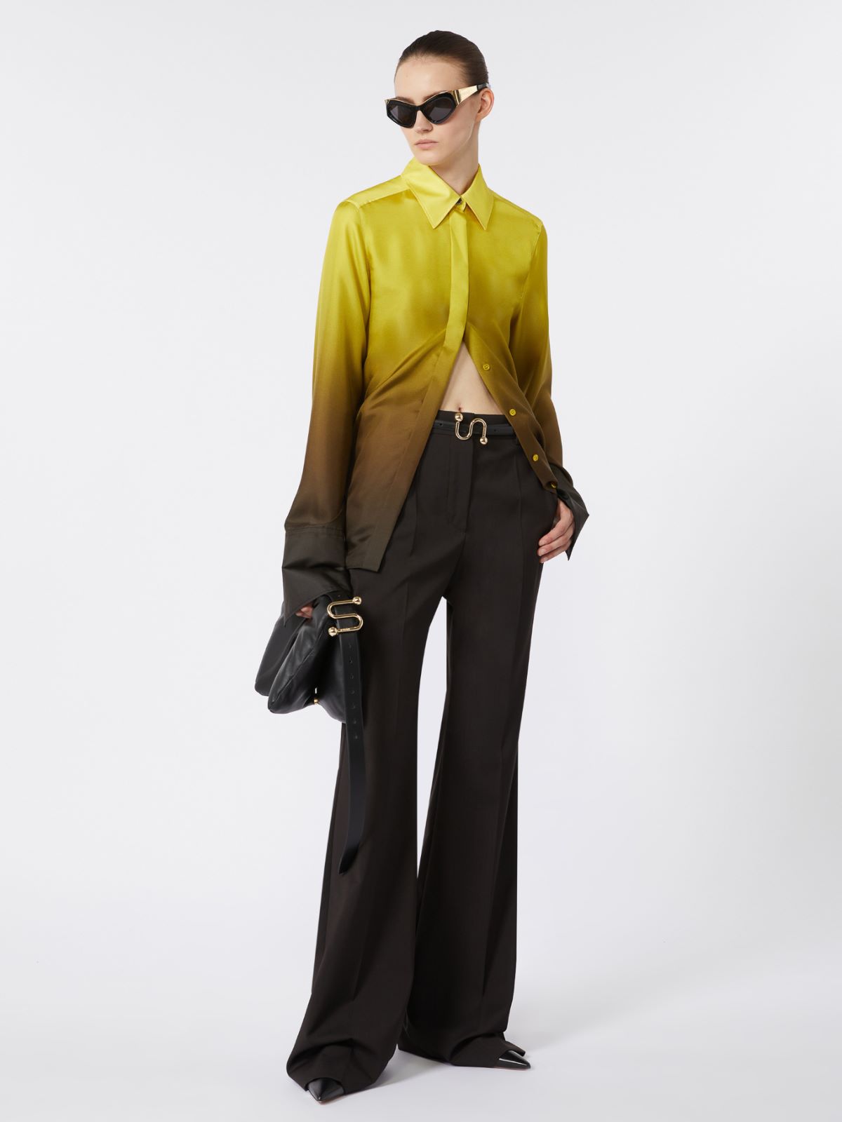 Slim-fit silk dégradé shirt - YELLOW - Max Mara
