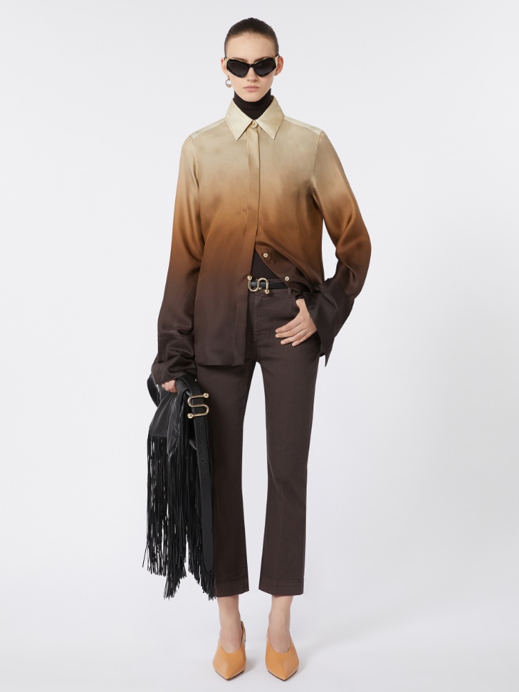 Slim-fit silk dégradé shirt - BEIGE - Max Mara