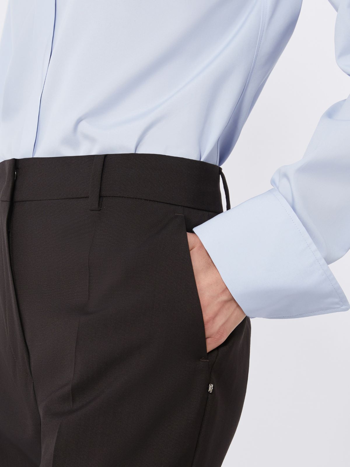 Flared stretch wool trousers - DARK BROWN - Max Mara - 5