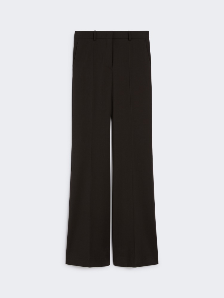 Flared stretch wool trousers, dark brown | 
