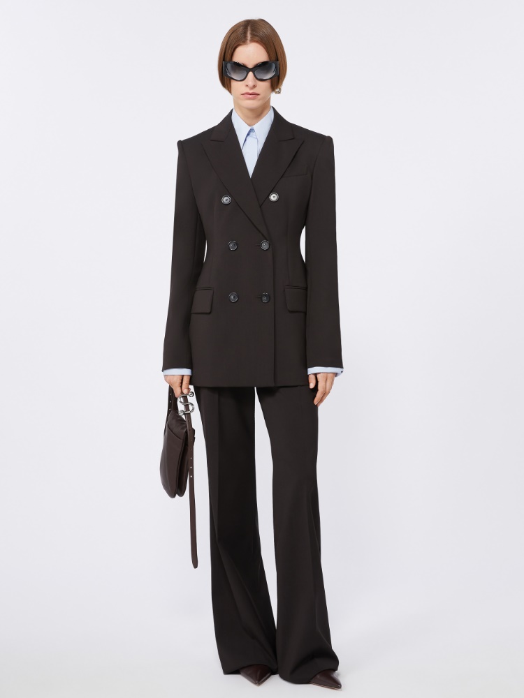 Schlaghose aus Wollstretch - DUNKELBRAUN - Max Mara