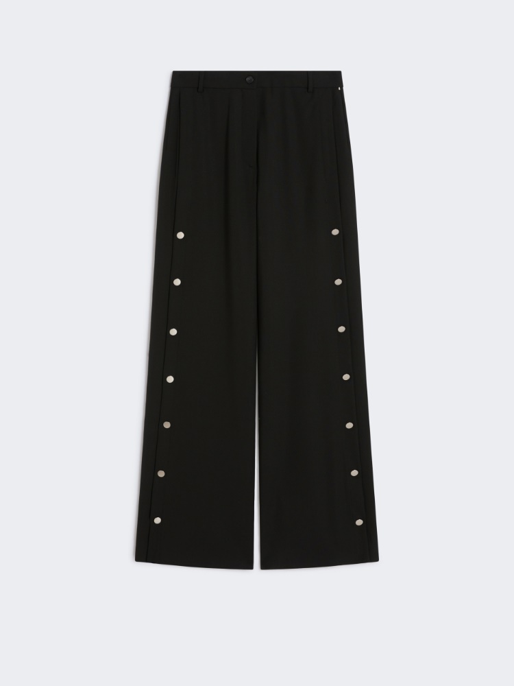 Button-up wool trousers - BLACK - Max Mara