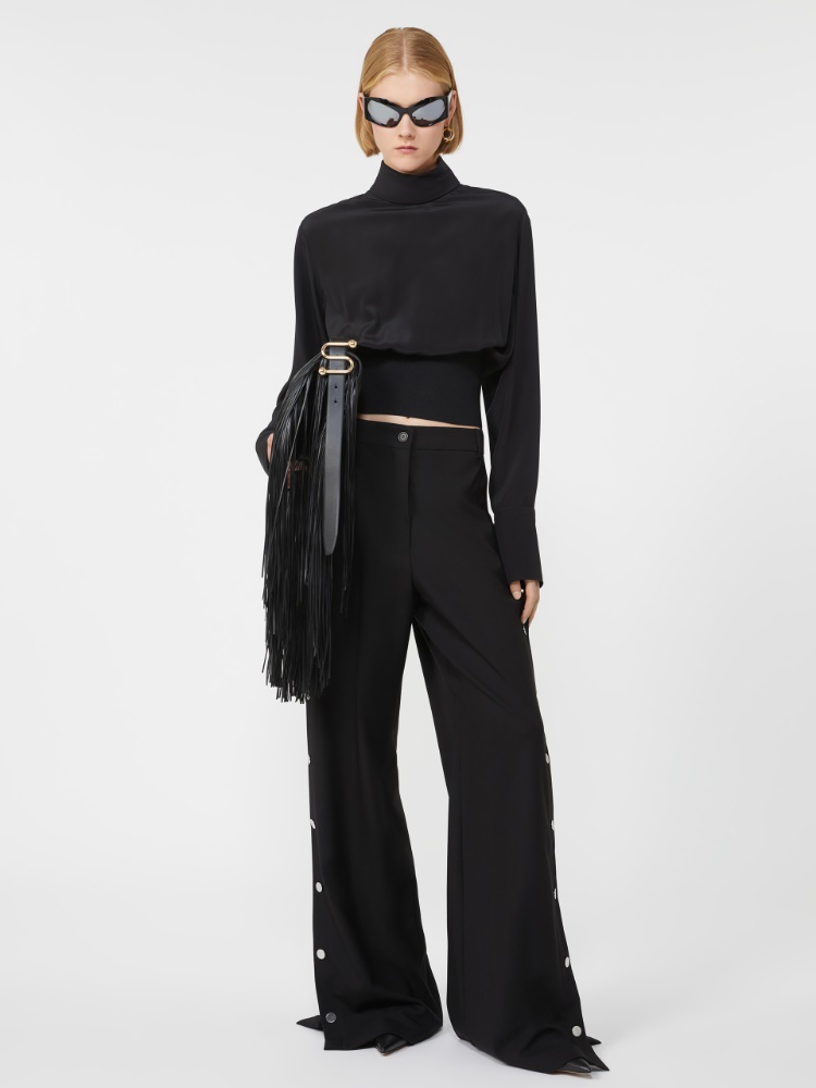 Button-up wool trousers - BLACK - Max Mara