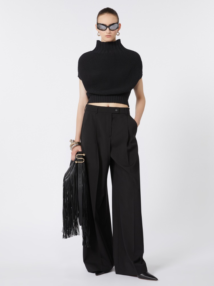 Spodnie oversize z elastycznej wełny + CZARNY - Max Mara