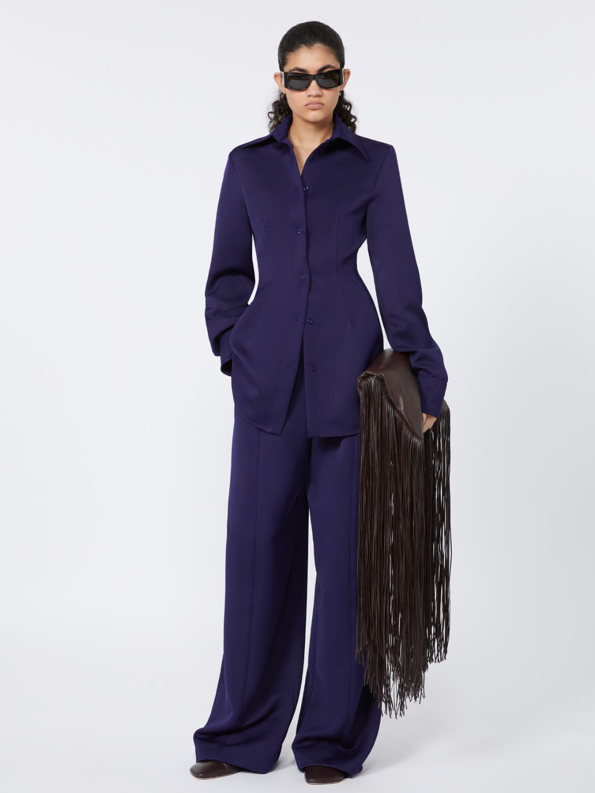 Oversize low-rise trousers - RUNWAY - DARK VIOLET - Max Mara